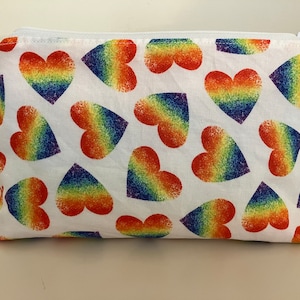 Borsa per cosmetici con cuori arcobaleno