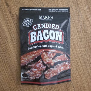 Candied Bacon Jerky [ Sampler 2-Pack ] Regular or Crispy A Meat lovers Gift of a Perfectly Cooked Snack. Kids love this stuff.
