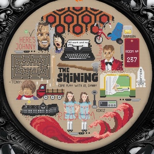 Cross Stitch Pattern Shining Inspired Sampler Counted Xstitch Chart, Horror Movie Inspired, Basic Backstitching, Beginner Design / Graph