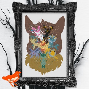 Pixelated Eevee Eeveelutions Counted Cross Stitch Pattern, Instant Download PDF, Vaporeon Jolteon Flareon Umbreon Espeon Glaceon Leafeon