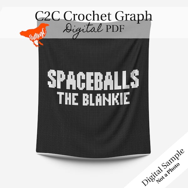 C2C Digital PDF Crochet Pattern / Graph, Nerdy Spaceballs the Blanket Crochet Corner to Corner Chart, Black and White, Modern, Simple, Easy