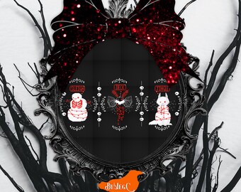 Gruselige kleine Cryptid, Schneemann und Werwolf Weihnachten One Word Sprüche Kreuzstichmuster, sofortiger PDF Download, Mothman, Weihnachten