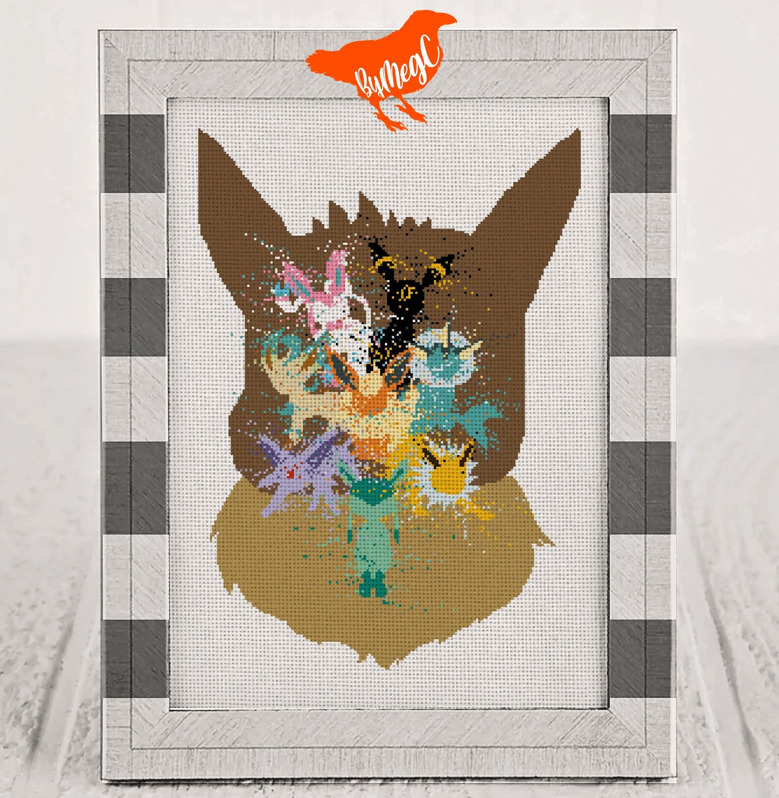 Pixelated Eevee Eeveelutions Counted Cross Stitch Pattern Etsy