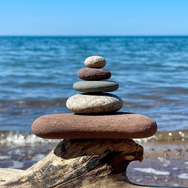Lake Superior Zen Balance Stones — Desktop Zen™ Desk Decor — Sustainable Art — Perfect Gift for Nature Lovers — Cairn — Beach Decor