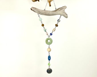 Blissful Driftwood and Bead Sun Catcher — Lake Superior Driftwood — Sustainable Decor — Driftwood Mobile — Driftwood and Bead Wall Hanging