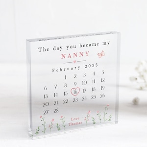 Gift For Nana | The Day You Became My Nanny Acrylic Keepsake Block With Gift Bag | Nana | Nanny | Nanna | Nan