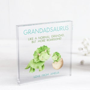 Fathers Day Grandad Grandadsaurus Gift | Roarsome Grandad Acrylic Keepsake Block & Gift Bag | Father&#39;s Day Gift | Grandad | Grandpa | Gramps