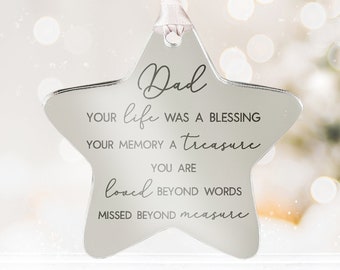 Personalised Family Remembrance Christmas Tree Star Bauble Decoration Memorial to Mum Dad Grandma Grandad Brother Sister Auntie Uncle Friend