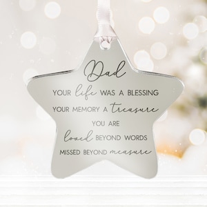 Personalised Family Remembrance Christmas Tree Star Bauble Decoration Memorial to Mum Dad Grandma Grandad Brother Sister Auntie Uncle Friend