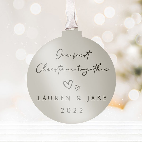 Personalised Our First Christmas Together Bauble | Wooden Xmas Tree Decoration | Couple Christmas Keepsake | First Christmas Together Heart