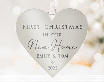 Personalised First Christmas in our New Home Bauble | Wooden Xmas Tree Decoration | Couple Christmas Keepsake | First Christmas New Home