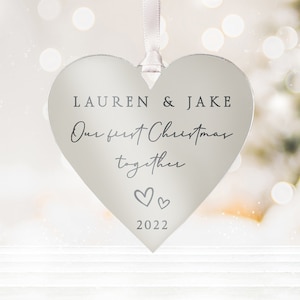 Personalised Our First Christmas Together Bauble | Wooden Xmas Tree Decoration | Couple Christmas Keepsake | First Christmas Together Heart