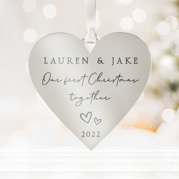 Personalised Our First Christmas Together Bauble | Wooden Xmas Tree Decoration | Couple Christmas Keepsake | First Christmas Together Heart