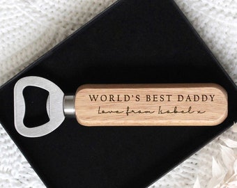 Personalised World's Best Dad Wooden Bottle Opener | Father's Day Gift for Dad Daddy Grandad Grandpa Uncle | Dad Daddy Grandad Birthday Gift