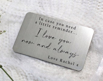 Personalised Wallet Insert | Engraved Gift For Him | Valentine’s Day Gift | Birthday Gift | Partner Boyfriend Husband Hubby Gift