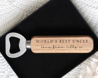 Personalised World's Best Dad Wooden Bottle Opener | Father's Day Gift for Dad Daddy Grandad Grandpa Uncle | Dad Daddy Grandad Birthday Gift