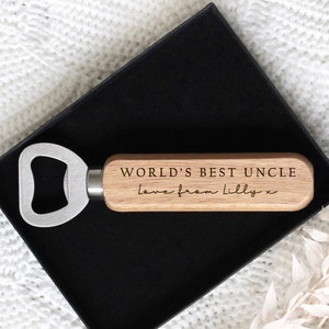 Personalised World&#39;s Best Uncle Wooden Bottle Opener | Gift for Uncle Daddy Grandad Grandpa | Dad Daddy Grandad Birthday Gift