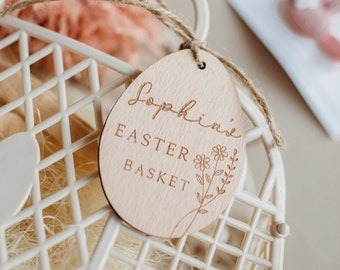 Personalised Engraved Easter Basket Tags | Easter Keepsake Decoration | Wooden Baby Easter Gift | Easter Egg Hunt Labels | Easter Bunny Tag