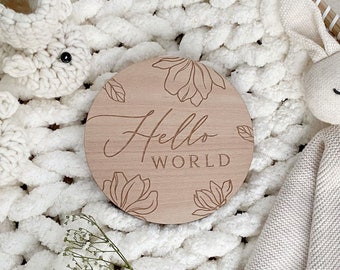 Hello World Milestone Cards | Baby Milestone Disc Set | Newborn Gift | Baby Shower Gift | Baby Social Media Photo Props | Monthly Milestones