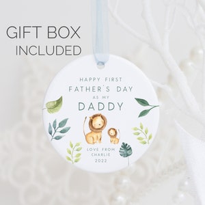 Personalised Happy First Father's Day Hanging Ceramic Ornament | Fathers Day Gift | First Father's Day as my Daddy Grandad Grandpa Keepsake