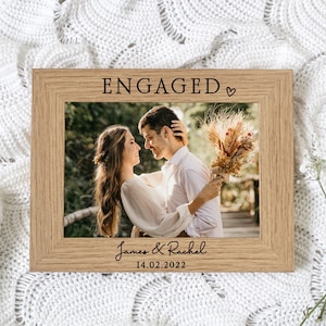 ENGAGED | Personalised Engagement Photo Frame | Engraved | 7x5 or 6x4 Picture Frame | Perfect Engagement Gift | With Date