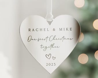 Personalised Our First Christmas Together Bauble | Wooden Xmas Tree Decoration | Couple Christmas Keepsake | First Christmas Together Heart