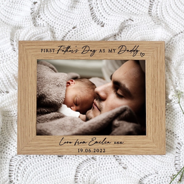 First Father's Day as My Daddy | Personalised Engraved Photo Frame | For 7x5 or 6x4 inch Picture | Ideal Father's Day Gift