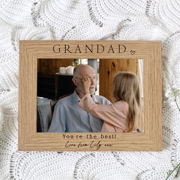 Grandad - You're The Best | Personalised Engraved Photo Frame | For 7x5 or 6x4 inch Picture | Ideal Father's Day Gift