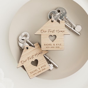First Home Gift Keyrings | Oak Our First Home Keyrings | My First Home Keepsake Keychains | First House Gift for Couple | New Home Keychains