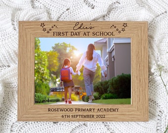 First Day of School Photo Frame | Personalised Engraved First Day of School Photo Frame | 7x5 or 6x4 | First Day at Nursery Keepsake Gift