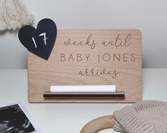 Personalised Baby Arrival Countdown Plaque | Engraved Chalk Plaque | Pregnancy Gift | Baby Announcement | New Baby | Due Date Countdown