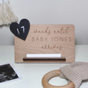 Personalised Baby Arrival Countdown Plaque | Engraved Chalk Plaque | Pregnancy Gift | Baby Announcement | New Baby | Due Date Countdown