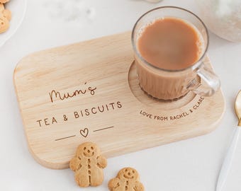 Mum Gift | Wooden Tea & Biscuits Tray for Mum, Mam, Mom, Mummy, Mammy, Mommy | Mother's Day Gift | Mum Birthday