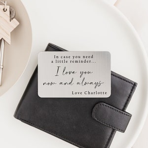 Inserto de billetera personalizado / Regalo grabado para él / Regalo de San Valentín / Regalo de cumpleaños / Regalo para pareja, novio, esposo o pareja