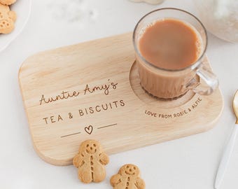 Auntie Gift | Wooden Tea & Biscuits Tray for Auntie, Aunty, Aunt | Auntie Birthday Present | Gift for Auntie