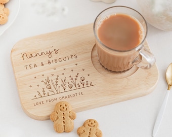 Grandma Gift | Wooden Tea & Biscuits Tray for Nanny, Nana, Nanna, Nonna, Granny, Gran | Mother's Day Gift | Grandma Birthday