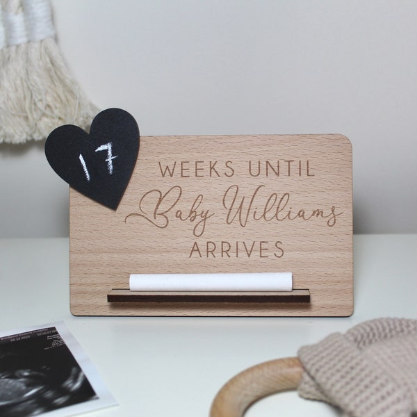 Personalised Baby Arrival Countdown Plaque | Engraved Chalk Plaque | Pregnancy Gift | Baby Announcement | New Baby | Due Date Countdown