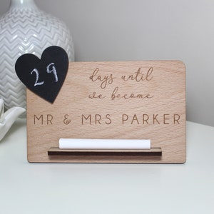 Personalised Wedding Countdown Plaque | Engraved Chalk Plaque | Engagement Gift | Gift for Couple | Days Weeks Until Mr and Mrs | Mr & Mrs