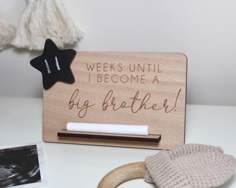 Personalised Baby Arrival Countdown Plaque | Engraved Chalk Plaque | Pregnancy Gift | Baby Announcement | Sibling | Big Brother Big Sister