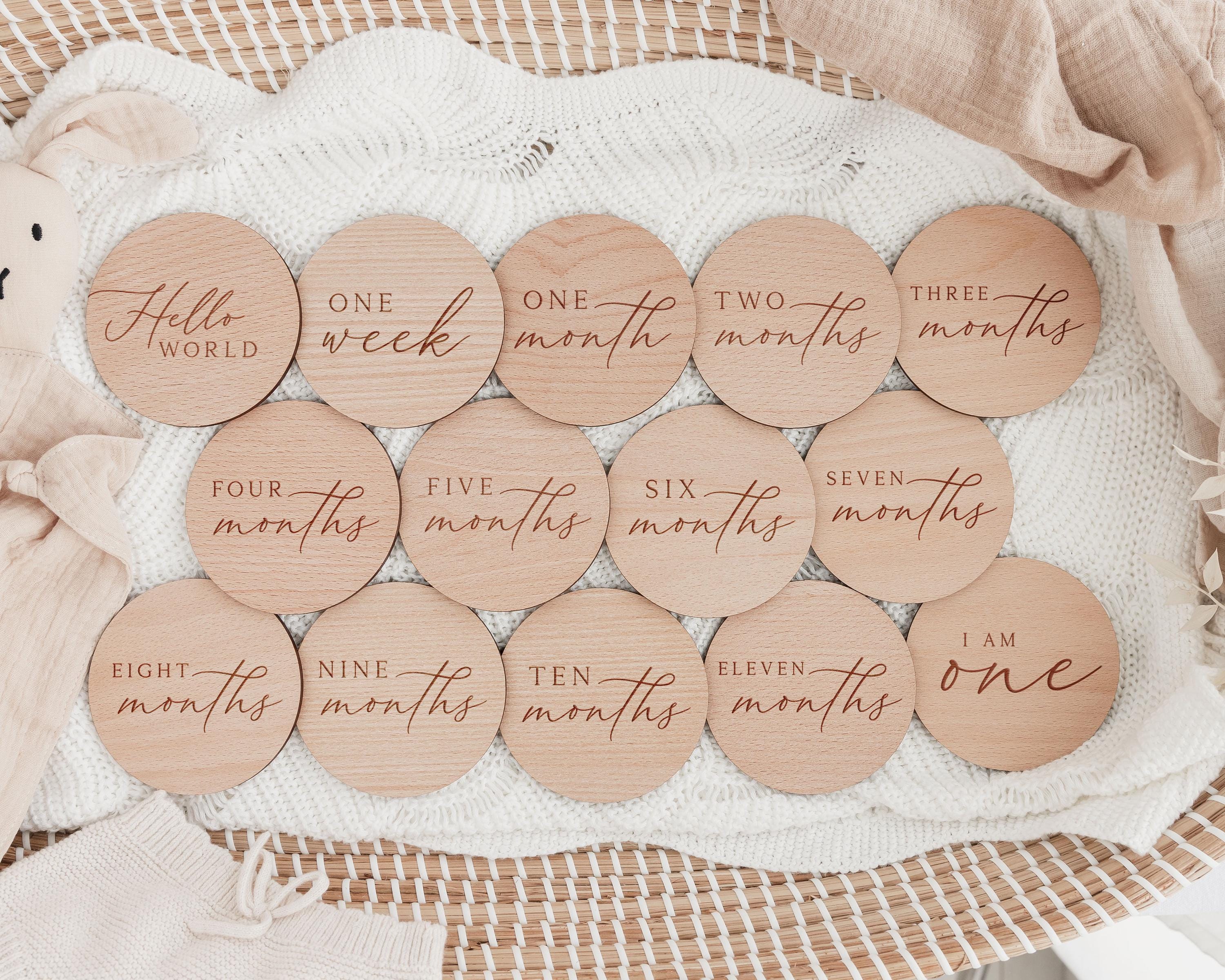 Baby Milestone Disc Set | Hello World Milestone Cards | Newborn Gift ...