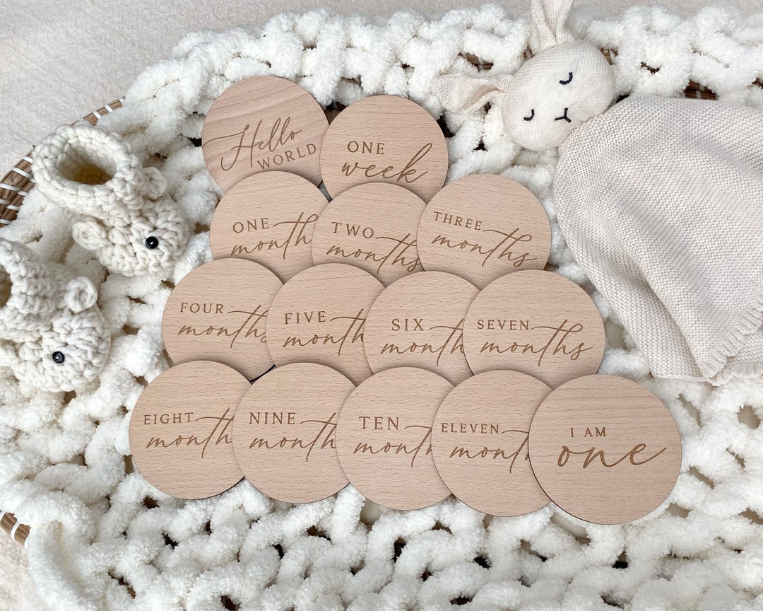 Baby Milestone Disc Set | Hello World Milestone Cards | Newborn Gift ...