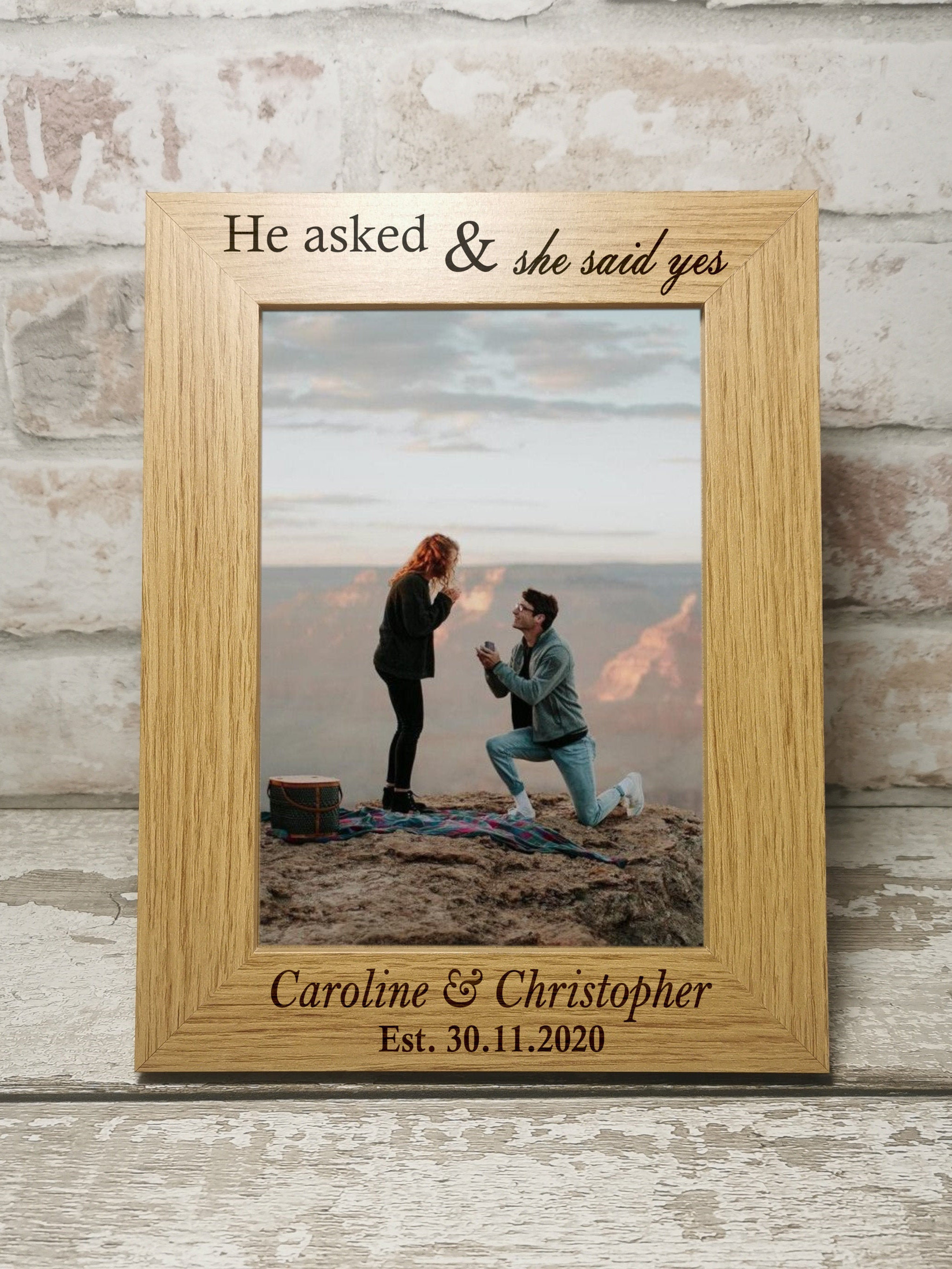 Personalised Engagement Photo Frame | Engraved | 7x5 or 6x4 Picture Frame |  Ideal Gift For the Engaged Couple| And So The Adventure Begins
