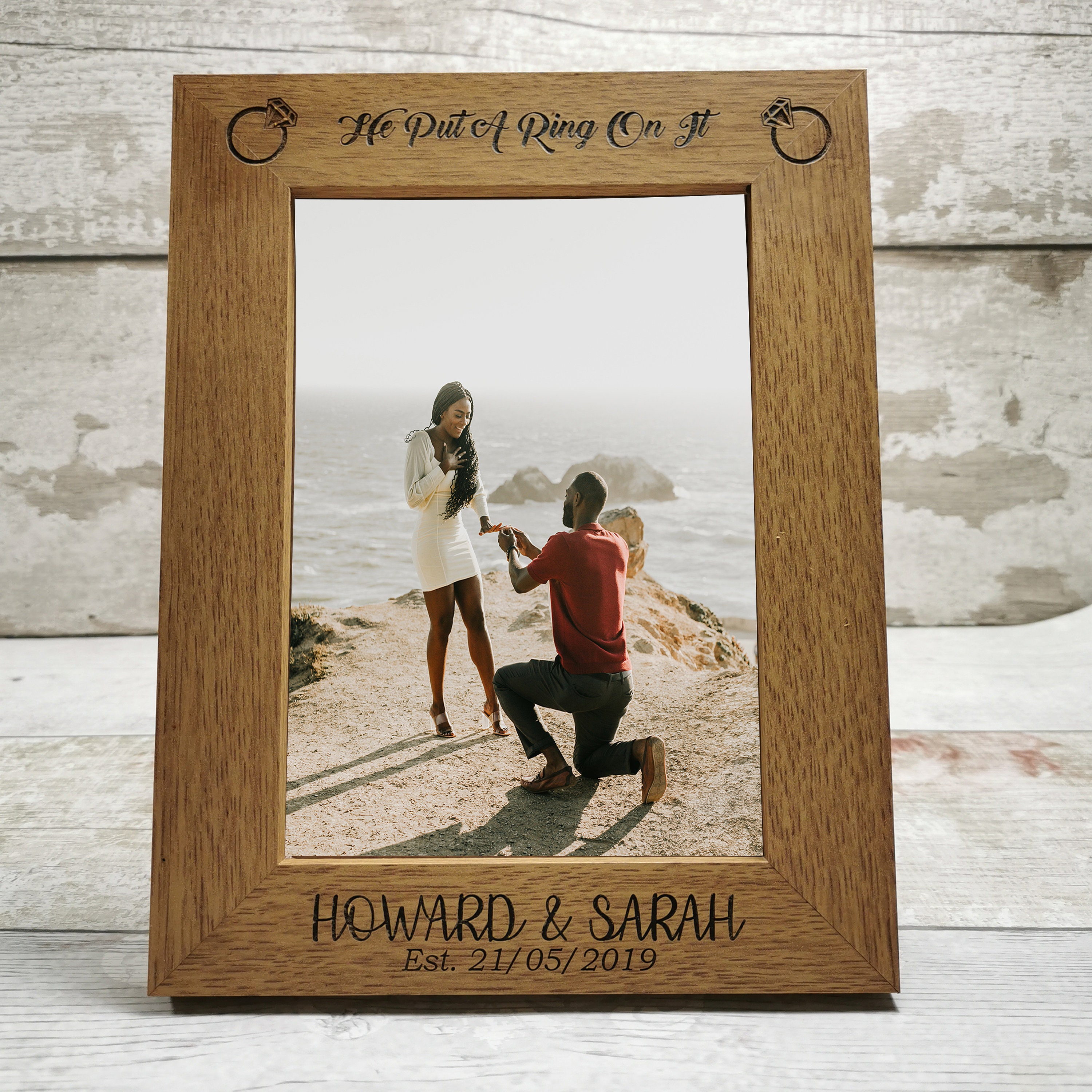Personalised Engagement Photo Frame ENGRAVED Gift Put A Ring Etsy UK