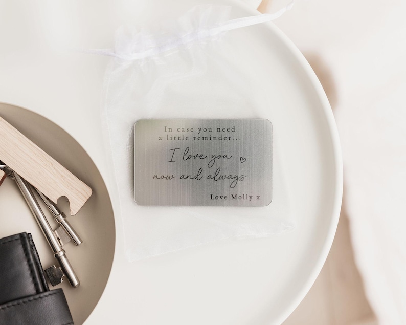 Inserto de billetera personalizado / Regalo grabado para él / Regalo de San Valentín / Regalo de cumpleaños / Regalo para pareja, novio, esposo o pareja imagen 5