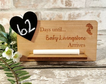 Personalised Baby Arrival Countdown Plaque | Engraved Chalk Plaque | Pregnancy Gift | Baby Announcement