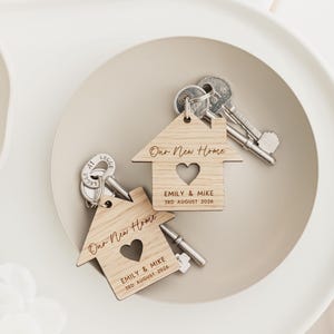Llaveros de regalo para tu primer hogar / Llaveros de roble para tu primer hogar / Llaveros de recuerdo para tu primer hogar / Regalo para tu primera casa en pareja / Llaveros para tu nuevo hogar Our New Home
