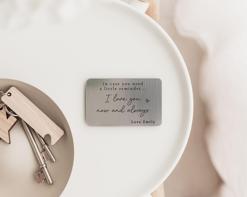 Inserto de billetera personalizado / Regalo grabado para él / Regalo de San Valentín / Regalo de cumpleaños / Regalo para pareja, novio, esposo o pareja imagen 2