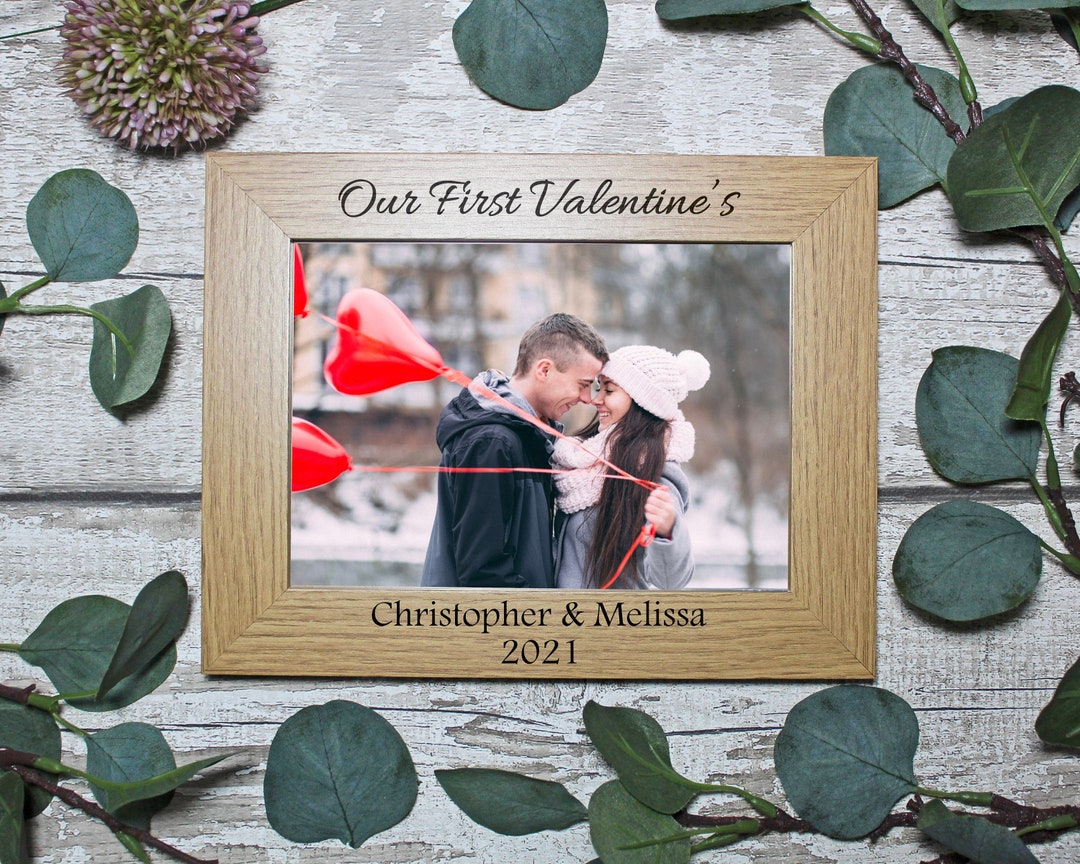 Our First Valentine's Personalised Photo Frame ENGRAVED Gift