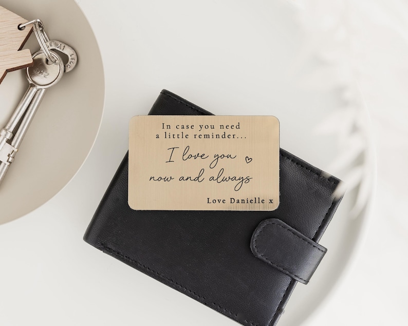 Inserto de billetera personalizado / Regalo grabado para él / Regalo de San Valentín / Regalo de cumpleaños / Regalo para pareja, novio, esposo o pareja Oro