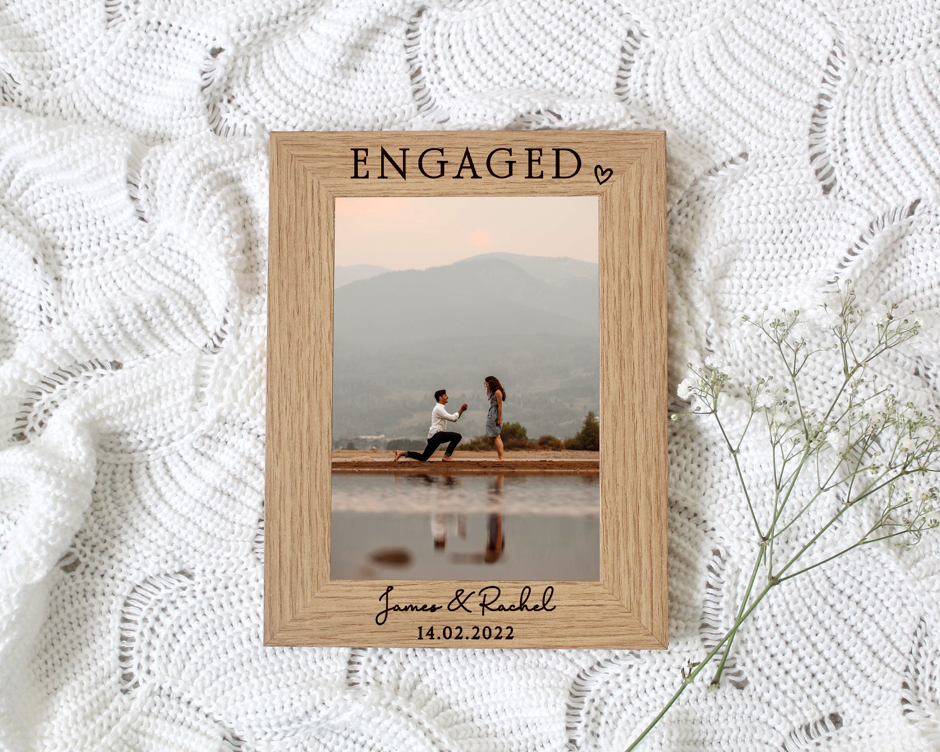 ENGAGED Personalised Engagement Photo Frame Engraved 7x5 Etsy